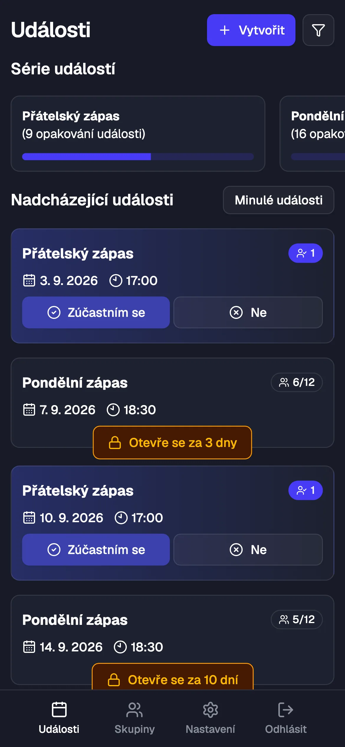Ukázka aplikace na mobilu