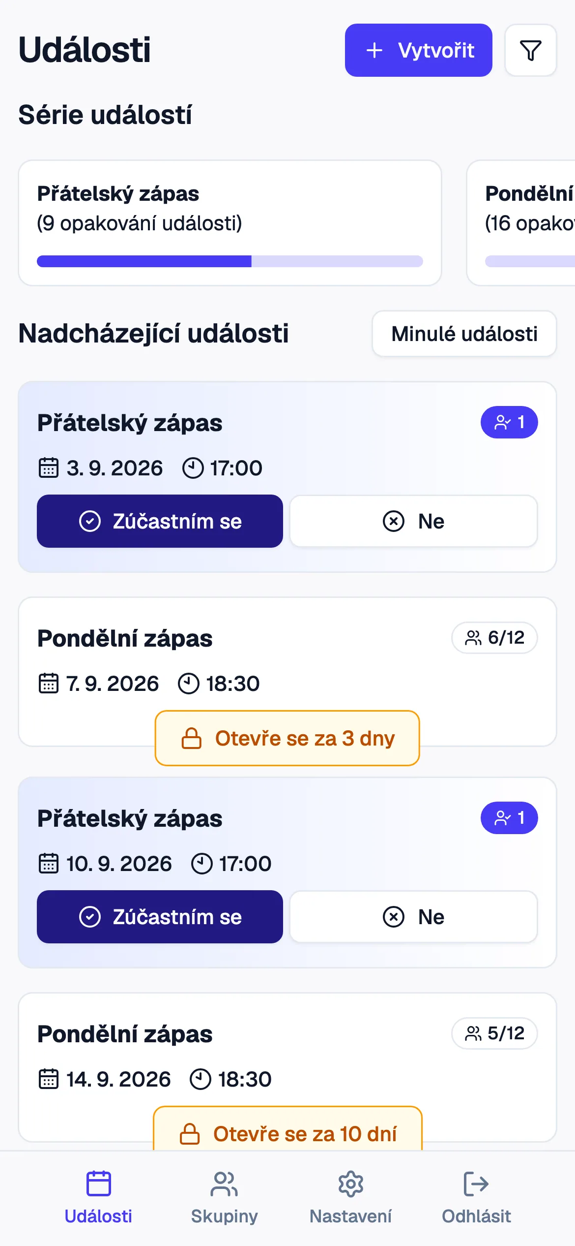 Ukázka aplikace na mobilu